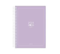 Liderpapel Agenda escolar antartik 25-26 espiral essentials morado dia pagina a5 bilingüe papel fsc 80 gr.