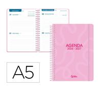 Liderpapel Agenda Escolar Classic 2026-2027, Dos Días Página, A5, Espiral, Interior Bilingüe, Color Rosa