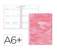 Agenda escolar liderpapel 26-27 espiral military semana vista a6+ bilingue 80g papel fsc rosa - LP747