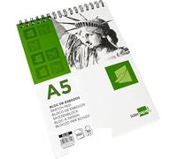 Liderpapel Bloc de dibujo DL10 - A5 148x210 mm, 100 hojas, 90 g/m², espiral, sin recuadro