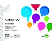 Bloc dibujo liderpapel artistico espiral 230x325mm 20 hojas 130g/m2 sin recuadro perforado - DA07