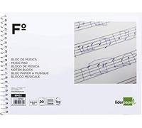Liderpapel Bloc Musica Pentagrama 3Mm Folio Apaisado 20 Hojas 100G/M2