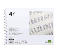 Liderpapel Bloc Musica Pentagrama 3mm Tamaño 4º 20 Hojas
