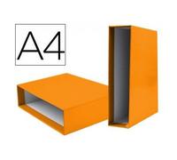 Liderpapel Caja archivador de palanca CZ28 – cartón DIN A4, lomo 75 mm, color naranja