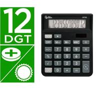 Liderpapel Calculadora Sobremesa XF26 12 Dígitos Solar y Pilas Color Negro 127x105x24 mm