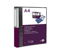 Liderpapel, Carpeta Canguro, 2 Anillas, 40 mm, Mixtas, Polipropileno, Formato A4, Funda en Portada para Personalizar, Negro Opaco