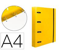 Liderpapel Carpeta con recambio A4, 4 anillas 25mm, 100 hojas 80g, cuadro 5mm, polipropileno, color amarillo