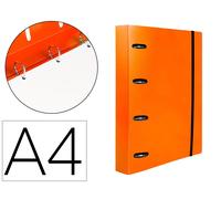 Liderpapel Carpeta con Recambio A4 Cuadro 5mm 100 Hojas 80g Polipropileno 4 Anillas 25mm Naranja