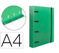 Liderpapel Carpeta con recambio A4, cuadro 5mm, 100 hojas 80g polipropileno, 4 anillas 40mm, cierre gomilla, color verde manzana
