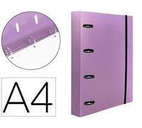 Liderpapel Carpeta con Recambio A4 Cuadro 5mm 100 Hojas 80g Polipropileno 4 Anillas 40mm Lavanda Opaco