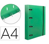 Liderpapel Carpeta con Recambio A4 Cuadro 5mm 100 Hojas 80g Polipropileno 4 Anillas 40mm Verde Translucido