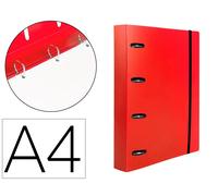 Liderpapel Carpeta con Recambio A4 Cuadro 5mm 100 Hojas 80g Polipropileno 4 Anillas Mixtas 25mm Rojo