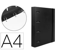 Liderpapel Carpeta con recambio A4 Cuadro 5mm 100 Hojas 80g Polipropileno 4 Anillas Mixtas Negro