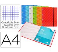 Liderpapel Carpeta con Recambio A4, Cuadro 5mm, Forrada, 4 Anillas de 20mm, 120 Hojas de 80g/m², Colores Surtidos