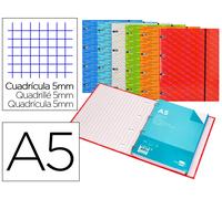 Liderpapel Carpeta con Recambio A5 Cuadro 5mm, 4 Anillas de 20mm, Forrada, 120 Hojas 80 g/m², Colores Surtidos (Azul, Blanco, Celeste, Naranja, Rojo, Verde)
