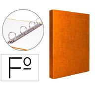 Liderpapel Carpeta de 4 anillas 25mm folio cartón forrado papel coat naranja