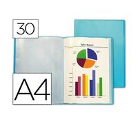 Carpeta liderpapel escaparate 47492 30 fundas polipropileno din a4 azul translucido - CJ79