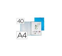 Carpeta liderpapel escaparate con espiral 40 fundas polipropileno a4 azul - EC13