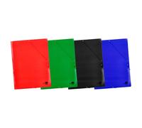 Liderpapel CG37 - Carpeta de Gomas 3 Solapas Cartón Simil Prespan Tamaño Folio (Pack de 4 Unidades en Colores Surtidos)