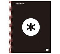Cuaderno espiral liderpapel a4 micro antartik tapa forrada120h 100 gr cuadro 5mm 5 bandas 4 taladros color negro - KD30