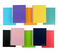 Liderpapel CUADERNO ESPIRAL A4 MICRO JOLLY TAPA FORRADA 140H 75 GR CUADRO 5MM 5 BANDAS4 TALADROS COLORES SURTIDOS