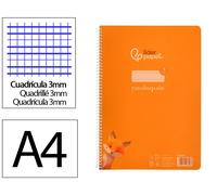 Cuaderno espiral liderpapel din a4 pautaguia tapa plastico80h 90gr cuadro pautado 3mm con margen color naranja - BE63