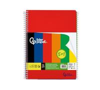 Cuaderno espiral liderpapel din a4 smart tapa blanda 80h 75gr cuadro 4 mm con margen pack 5+1 colores surtidos - BF184