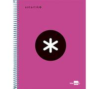 Cuaderno espiral liderpapel a5 micro antartik tapa forrada120h 100 gr cuadro 5mm 5 bandas 6 taladros color rosa - KD35