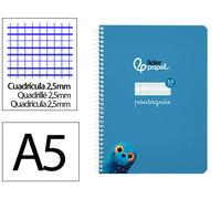 Cuaderno espiral liderpapel din a5 pautaguia tapa blanda 40h 75 gr cuadro pautado 2,5mm color azul - BC101
