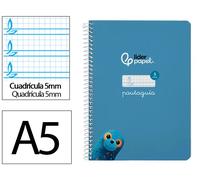 Cuaderno espiral liderpapel din a5 pautaguia tapa dura 80h 90 gr cuadro pautado 5mm color azul - BC137