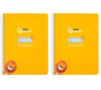 Liderpapel Cuaderno espiral a5 pautaguia tapa dura 80h 90 gr cuadro pautado 3mm color amarillo (Paquete de 2)