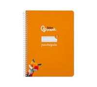Liderpapel Cuaderno espiral a5 pautaguia tapa dura 80h 90 gr cuadro pautado 3mm color naranja.