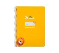 Liderpapel Cuaderno espiral a5 pautaguia tapa dura 80h 90 gr cuadro pautado 4mm color amarillo.