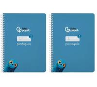 Liderpapel Cuaderno espiral a5 pautaguia tapa dura 80h 90 gr cuadro pautado 4mm color azul. (Paquete de 2)