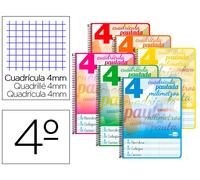 Liderpapel Cuaderno espiral A5 tapa blanda 40 hojas cuadro pautado 4mm colores surtidos