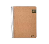 Cuaderno espiral liderpapel a5 tapa cartulina kraft contracolada 120h papel 100% reciclado 80 gr liso - BJ92