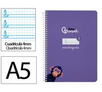 Cuaderno espiral liderpapel din a5 pautaguia tapa dura 80h 90 gr cuadro pautado 4mm color lila - BC132