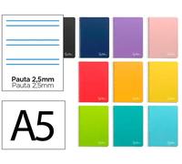 Cuaderno espiral liderpapel din a5 witty tapa dura 80h 90gr pauta estrecha 2,5mm conmargen colores surtidos - BC31