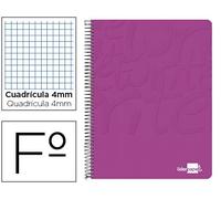 Liderpapel Cuaderno espiral folio tapa blanda 80h 60gr cuadro 4mm con margen color rosa