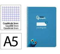 Liderpapel Cuaderno espiral Pautaguía A5 Tapa Blanda 40 Hojas 75gr Cuadro Pautado 3mm Color Azul