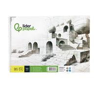 Liderpapel DL08 - Bloc Dibujo Lineal Espiral 230x325mm 20 Hojas 180 gr/m2 con Recuadro Perforado
