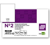 Liderpapel Ficha Lisa Nº 2 75 X 125Mm Paquete De 100 180 g/m²