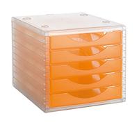 Liderpapel - Fichero Cajones De Sobremesa 340X270X255 Mm Apilables 5 Cajones Naranja Mandarina Translucido
