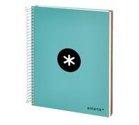 Liderpapel KD90 - Cuaderno Espiral A5 Serie Antartik Tapa Forrada, Cuadrícula 5mm, 6 Bandas de Colores, 6 Taladros, 120 Hojas de Papel de 100g/m2 - Azul Turquesa
