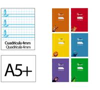 Liderpapel Libreta A5+ 32 Hojas Cuadriculado Pautado 75gr con Margen 6 Colores Surtidos