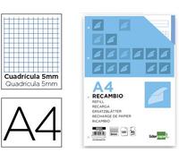 Recambio liderpapel a4 120 hojas 80g/m2 cuadro 5mm sin margen 4 taladros bandas de 5 colores - RE01
