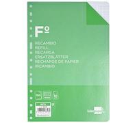 Liderpapel Recambio Folio 100 hojas, con margen 60G/M2 Cuadro 4MM, 16 taladros, RF11