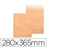 Sobre liderpapel bolsa fuelle kraft armado 280x365x50mm solapa tira de silicona papel 155 gr caja de 50 unidades