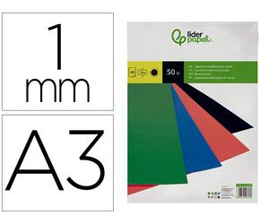 Liderpapel Tapa de encuadernación de cartón A3 negra 1 mm, pack de 50 unidades