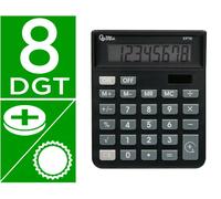 Liderpapel xf16 Calculadora Sobremesa 8 Dígitos Solar y Pilas Negro 127x105x24 mm